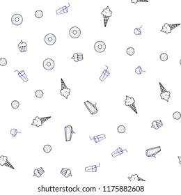 Dark BLUE vector seamless cover with cuisine gourmet. Fast Food on blurred abstract background with colorful gradient. Pattern for ad, booklets, leaflets of restaurants.