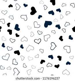 Dark BLUE vector seamless cover with Shining hearts. Beautiful colored illustration with hearts in celebration style. Design for ad, poster, banner of Valentine Day.