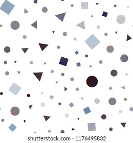 Dark BLUE vector seamless cover in polygonal style with circles. Illustration with colorful circles, triangles, rectangles. Design for textile, fabric, wallpapers.