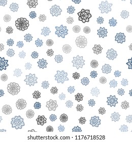 Dark BLUE vector seamless cover with beautiful snowflakes. Modern geometrical abstract illustration with crystals of ice. Pattern for design of window blinds, curtains.