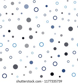 Dark BLUE vector seamless cover with spots. Blurred bubbles on abstract background with colorful gradient. Template for business cards, websites.