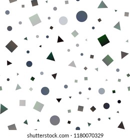 Dark BLUE vector seamless cover in polygonal style with circles. Illustration with colorful circles, triangles, rectangles. Pattern for design of fabric, wallpapers.