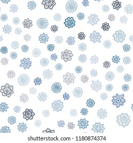 Dark BLUE vector seamless cover with beautiful snowflakes. Decorative shining illustration with snow on abstract template. Template for business cards, websites.