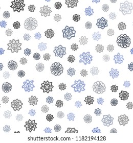 Dark BLUE vector seamless cover with beautiful snowflakes. Glitter abstract illustration with crystals of ice. Design for textile, fabric, wallpapers.