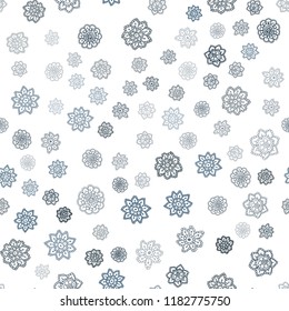 Dark BLUE vector seamless cover with beautiful snowflakes. Modern geometrical abstract illustration with crystals of ice. Design for textile, fabric, wallpapers.