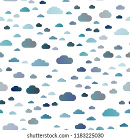 Dark BLUE vector seamless cover with clouds. Illustration in abstract style with colorful clouds. Trendy design for wallpaper, fabric makers.