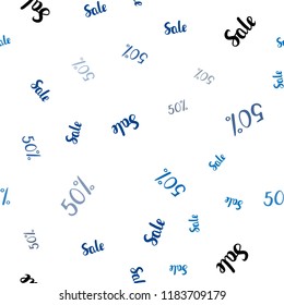 Dark BLUE vector seamless cover with symbols of 50 % sales. Colorful set of  percentage signs in simple style. Template for season sales, shopping ads.
