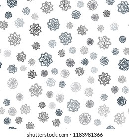 Dark BLUE vector seamless cover with beautiful snowflakes. Snow on blurred abstract background with gradient. Pattern for design of window blinds, curtains.