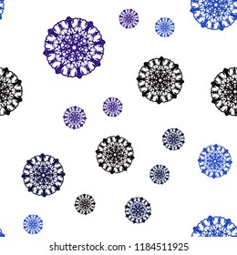 Dark BLUE vector seamless cover with beautiful snowflakes. Shining colored illustration with snow in christmas style. Pattern for design of fabric, wallpapers.
