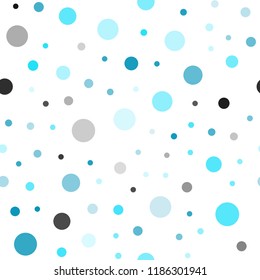 Dark BLUE vector seamless cover with spots. Illustration with set of shining colorful abstract circles. Pattern for trendy fabric, wallpapers.