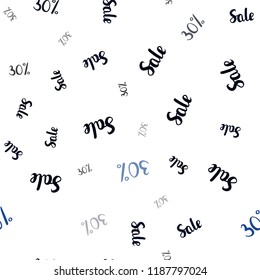 Dark BLUE vector seamless cover with symbols of 30 % sales. Shining colorful illustration with isolated selling prices. Backdrop for super sales on Black Friday.
