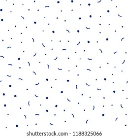 Dark BLUE vector seamless cover with spots, lines. Illustration with set of colorful abstract circles and lines. Pattern for design of window blinds, curtains.
