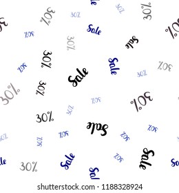 Dark BLUE vector seamless cover with symbols of 30 % sales. Gradient illustration with discount signs on white backdrop. Backdrop for super sales on Black Friday.