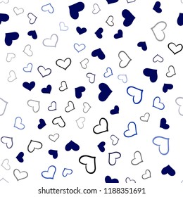 Dark BLUE vector seamless cover with Shining hearts. Beautiful colored illustration with hearts in celebration style. Pattern can be used for valentine's ad, booklets.