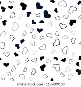 Dark BLUE vector seamless cover with Shining hearts. Illustration with hearts in love concept for valentine's day. Beautiful design for your business advert of anniversary.