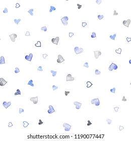 Dark BLUE vector seamless cover with Shining hearts. Illustration with hearts in love concept for valentine's day. Pattern can be used for valentine's ad, booklets.