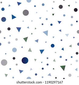 Dark BLUE vector seamless cover in polygonal style with circles. Circles, lines on abstract background with colorful gradient. Pattern for trendy fabric, wallpapers.