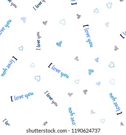 Dark BLUE vector seamless cover with Shining hearts. Decorative shining illustration with hearts on abstract template. Beautiful design for your business advert of anniversary.