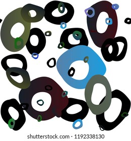 Dark BLUE vector seamless cover with circles. Modern abstract illustration with colorful water drops. Template for business cards, websites.
