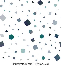 Dark BLUE vector seamless cover in polygonal style with circles. Abstract illustration with colorful dots, lines, cubes. Pattern for design of window blinds, curtains.