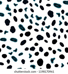 Dark BLUE vector seamless cover with spots. Glitter abstract illustration with blurred drops of rain. Design for textile, fabric, wallpapers.
