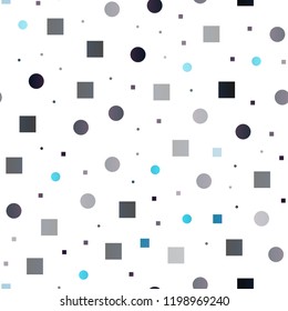 Dark BLUE vector seamless cover with circles, cubes. Colorful illustration with circles, squares in nature style. Trendy design for wallpaper, fabric makers.