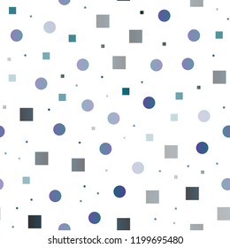Dark BLUE vector seamless cover with circles, cubes. Abstract illustration with colorful circles, rectangles. Pattern for design of fabric, wallpapers.