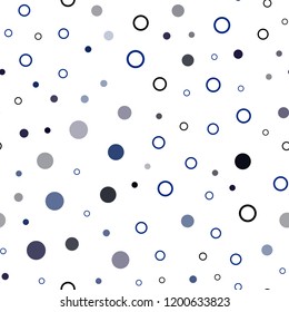 Dark BLUE vector seamless cover with spots. Illustration with set of shining colorful abstract circles. Trendy design for wallpaper, fabric makers.