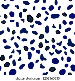 Dark BLUE vector seamless cover with spots. Blurred decorative design in abstract style with bubbles. Pattern for design of window blinds, curtains.