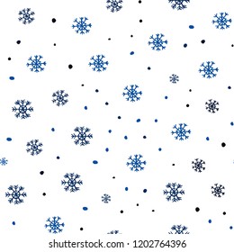 Dark BLUE vector seamless cover with beautiful snowflakes. Colorful snowflakes with gradient on abstract background. Pattern for design of fabric, wallpapers.