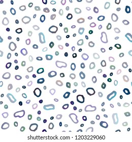 Dark BLUE vector seamless cover with circles. Blurred bubbles on abstract backdrop with colorful gradient. Pattern for design of fabric, wallpapers.
