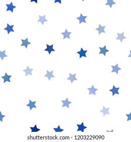 Dark BLUE vector seamless cover with small and big stars. Shining colored illustration with stars. The pattern can be used for new year ad, booklets.