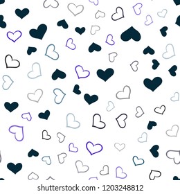 Dark BLUE vector seamless cover with Shining hearts. Illustration with hearts in love concept for valentine's day. Design for ad, poster, banner of Valentine Day.