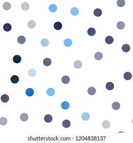 Dark BLUE vector seamless cover with spots. Modern abstract illustration with colorful water drops. Pattern can be used as texture of water, rain drops.
