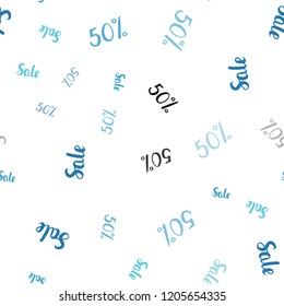 Dark BLUE vector seamless cover with symbols of 50 % sales. Colorful set of  percentage signs in simple style. Pattern for ads, posters, banners of sales.