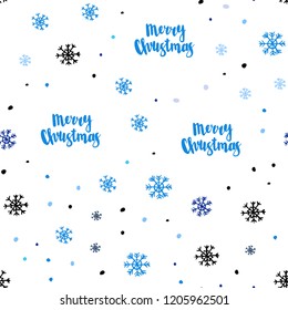 Dark BLUE vector seamless cover with beautiful snowflakes. Colorful snowflakes with gradient on abstract background. Pattern for trendy fabric, wallpapers.