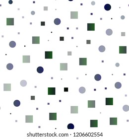 Dark BLUE vector seamless cover with circles, cubes. Glitter abstract illustration with cubes, circles. Design for textile, fabric, wallpapers.