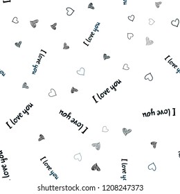 Dark BLUE vector seamless cover with Shining hearts. Beautiful colored illustration with hearts in celebration style. Pattern for carnival, festival romantic leaflets.