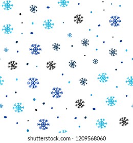 Dark BLUE vector seamless cover with beautiful snowflakes. Colorful snowflakes with gradient on abstract background. Pattern for design of fabric, wallpapers.