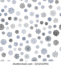 Dark BLUE vector seamless cover with beautiful snowflakes. Shining colored illustration with snow in christmas style. Pattern for design of fabric, wallpapers.