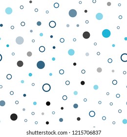 Dark BLUE vector seamless cover with spots. Blurred decorative design in abstract style with bubbles. Design for textile, fabric, wallpapers.