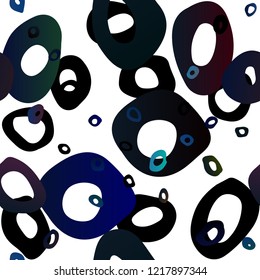 Dark BLUE vector seamless cover with circles. Blurred decorative design in abstract style with bubbles. Design for textile, fabric, wallpapers.