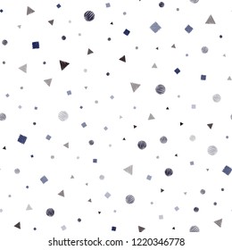 Dark BLUE vector seamless cover with polygonal style with circles. Decorative design in abstract style with lines, dots, cubes. Trendy design for wallpaper, fabric makers.
