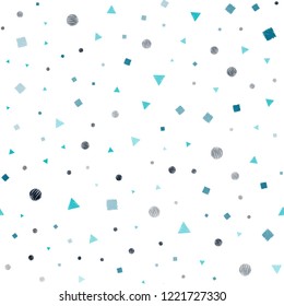 Dark BLUE vector seamless cover with polygonal style with circles. Abstract gradient illustration with circles, triangles, cubes. Trendy design for wallpaper, fabric makers.