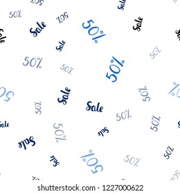 Dark BLUE vector seamless cover with symbols of 50 % sales. Colorful set of  percentage signs in simple style. Pattern for ads, posters, banners of sales.