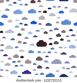 Dark BLUE vector seamless cover with clouds. Illustration with abstract gradient clouds. Pattern for trendy fabric, wallpapers.
