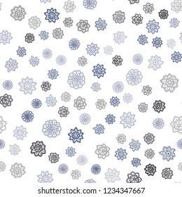 Dark BLUE vector seamless cover with beautiful snowflakes. Snow on blurred abstract background with gradient. Template for business cards, websites.