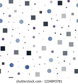 Dark BLUE vector seamless cover with circles, cubes. Glitter abstract illustration with cubes, circles. Pattern for trendy fabric, wallpapers.