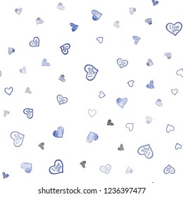 Dark BLUE vector seamless cover with Shining hearts. Decorative shining illustration with hearts on abstract template. Template for Valentine's greeting postcards.