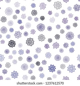 Dark BLUE vector seamless cover with beautiful snowflakes. Glitter abstract illustration with crystals of ice. Design for textile, fabric, wallpapers.